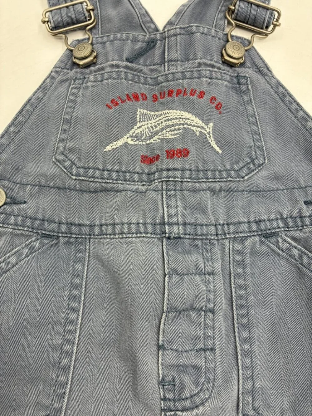 Baby GAP Island Surplus Co. Denim Short Overalls Romper 6-12 Months Blue Cotton
